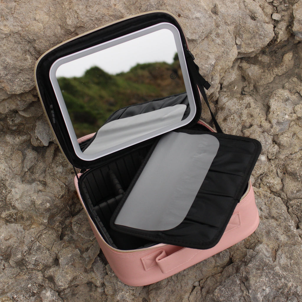 Organizador de maquillaje portátil con espejo LED PRYON™